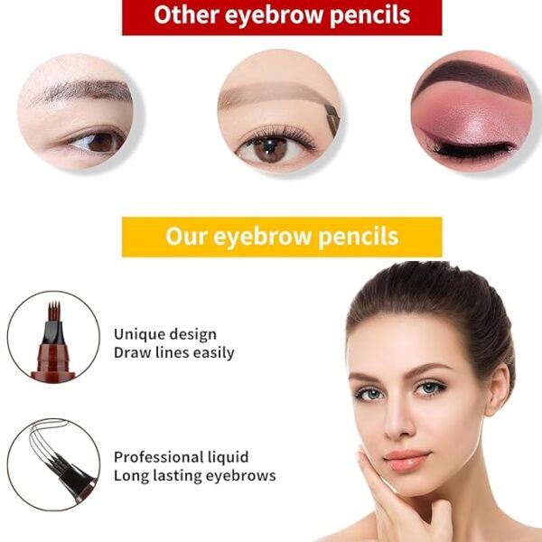 Qazafi Waterproof Eyebrow Pencil for Women – Long-Lasting Brown Dye, Fine Tip Microblading Pen, - Image 3