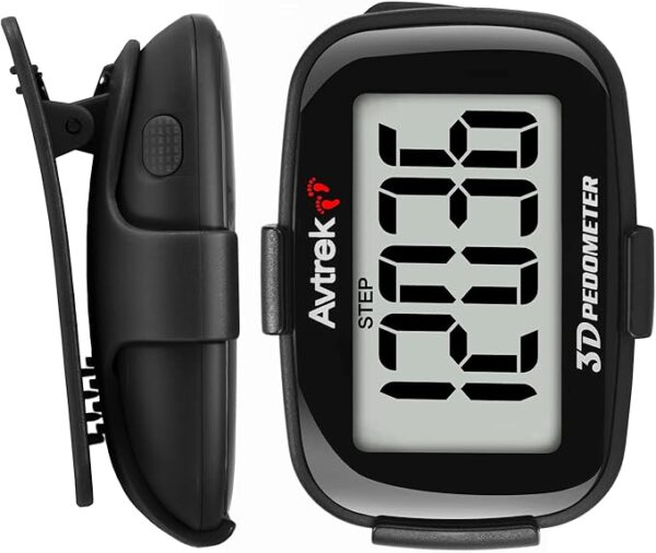 3D Step Counter Clip On with LED Backlight Pocket Pedometer for Walking Outdoor Activities Fitness Tracker Without Smartphone