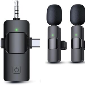 3 in 1 Wireless Lavalier Microphones for iPhone, iPad , Camera and Android Devices,