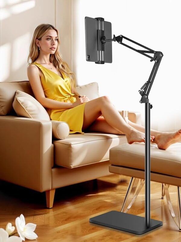 Tablet Floor Stand with 6.6lb Double Heavy Duty Stable Base Never Tip Over,