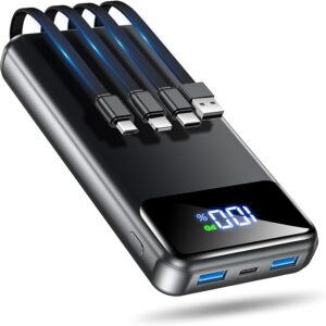 Portable Charger Power Bank 50000mAh Battery Pack, 22.5W Fast Charging PowerBank with Built in Cables,Travel Camping Essential USB-C Portable Phone