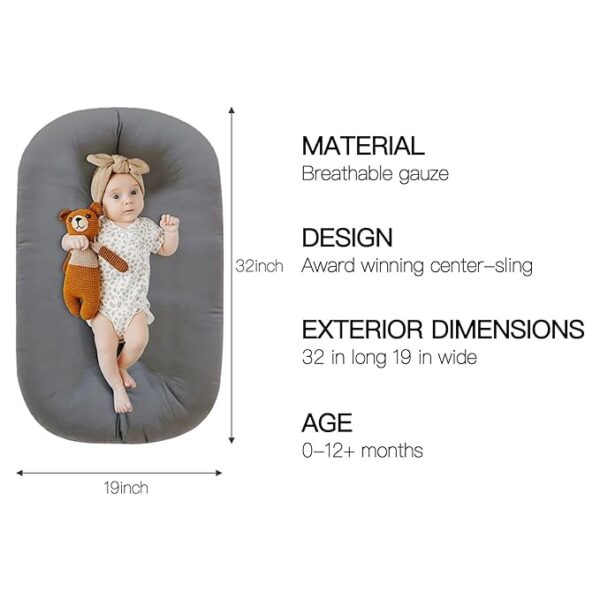 Baby Lounger - Baby Lounger for Newborn, Breathable & Soft Baby Nest Cover Baby 0-12 Months, - Image 2