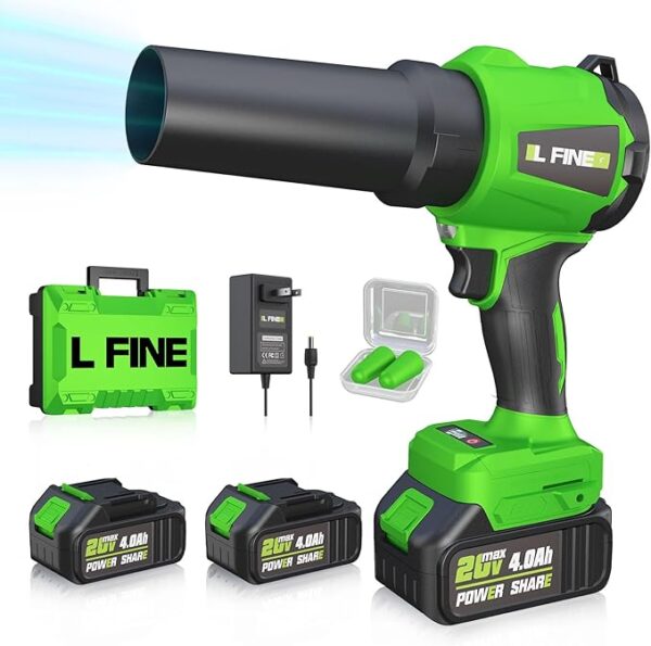 Leaf Blower Cordless - Lightweight Electric Handheld Blower with Battery and Charger, 3 Speed Mode, Blowers for Lawn Care, Patio Cleaning, Dust Cleaner (Dark Green)