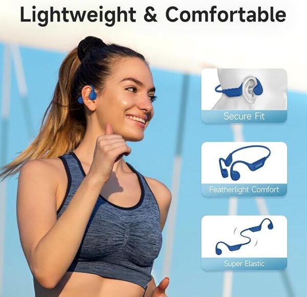 LOBKIN Bone Conduction Headphones Bluetooth 5.4, Open Ear Headphones with Mic, Wireless, - Image 3
