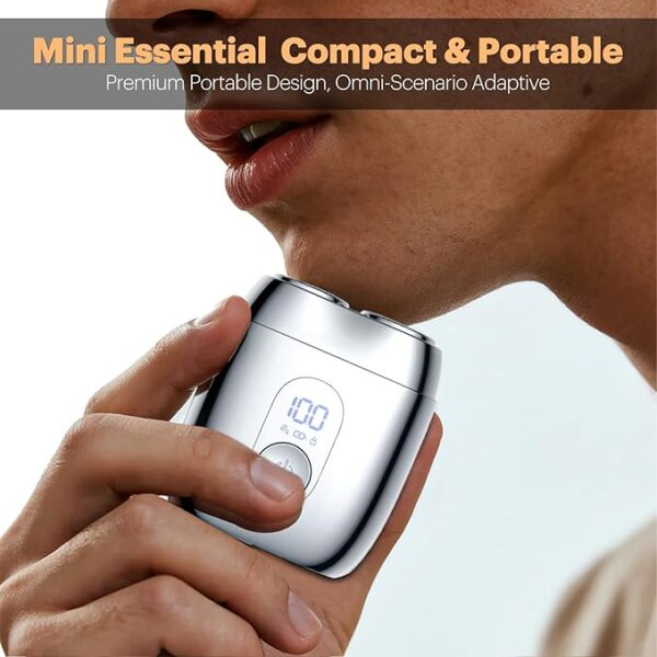 Alloy Mini Electric Shaver for Men - Visual System with Display & Mirror, Portable Rotary Face Razor for Short Beard, Gift, Wet/Dry IPX7 Waterproof Cordless USB-C for Travel, RX40 Series - Image 2