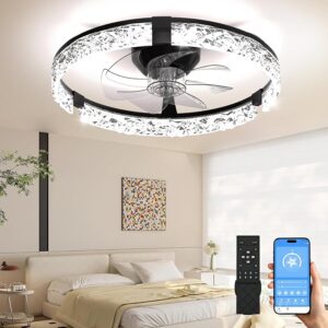 AIKVSXER Ceiling Fans with Lights, 20 Inch Low Profile Fandelier with APP Control,