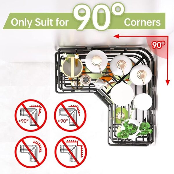 Rustproof Corner Shower Caddy Tension Pole – Adjustable 62-115 Inch, 4-Tier Bathroom Organizer with Heavy-Duty Shelves for Shampoo, - Image 3