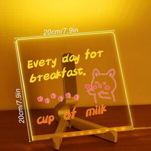 Acrylic Dry Erase Board with Light, 7.9 X 7.9” Light up Dry Erase Board with Stand,