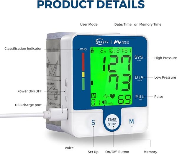 Wrist Blood Pressure Monitor, Automatic Wrist Blood Pressure Machine with Easy One-Touch Operation, - Image 2