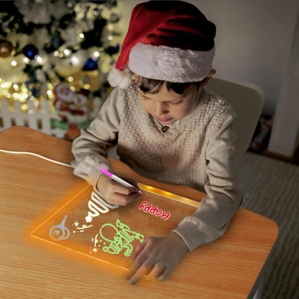 Acrylic Dry Erase Board with Light, 7.9 X 7.9” Light up Dry Erase Board with Stand, - Image 3