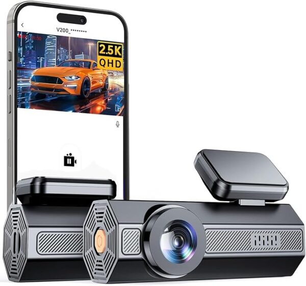 2.5K Car Dash Cam, VEEMENT Dash Camera for Cars, 1440P Car Dash Camera with APP, WiFi Dash Cams with WDR Night Vision,