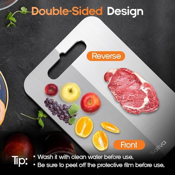 Saliva 3pcs Titanium Cutting Boards for Kitchen, Titanium Cutting Board Set of 3, Non Toxic Double Sided Food Grade - Image 2