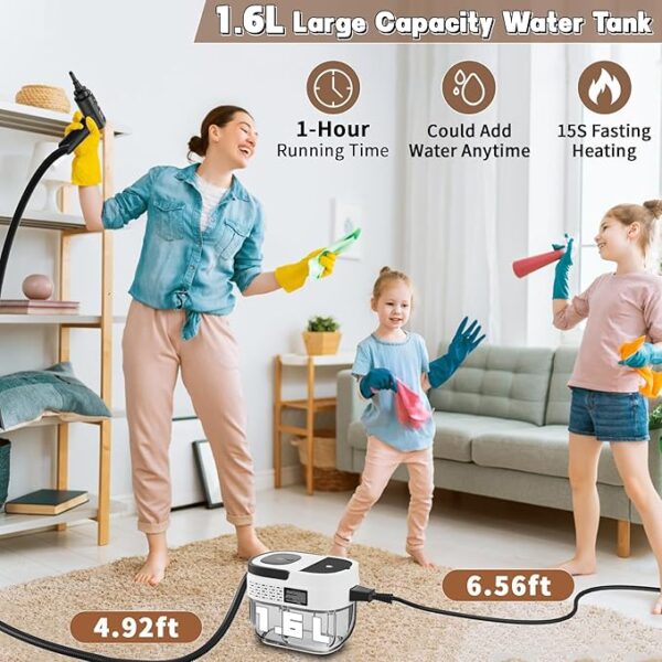 Handheld Steam Cleaner for Home, 2500W High Temperature Pressurized Machine, 1.6L Water Tank, - Image 2