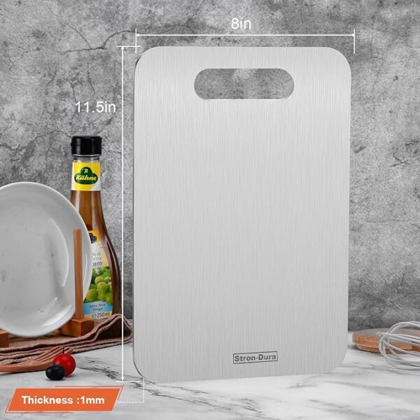 Stron- Dura Cutting Board - 304 Food Grade Stainless Steel Cutting Boards for Kitchen- for cutting Meat, Fruit, Vegetables, Outdoor or Indoor 11.5" X 8" (1, Small) - Image 2
