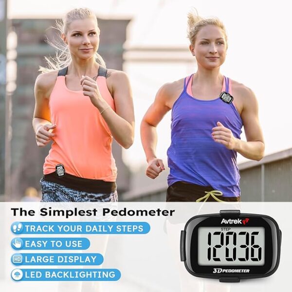 3D Step Counter Clip On with LED Backlight Pocket Pedometer for Walking Outdoor Activities Fitness Tracker Without Smartphone - Image 2