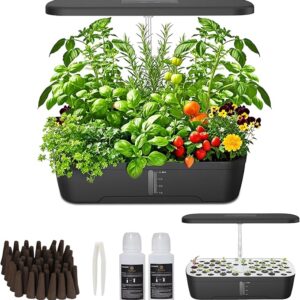 Hydroponics Growing System Kit 52 Pods, Indoor Herb Garden with Smart LED Grow Light, Large Capacity Water Tank,