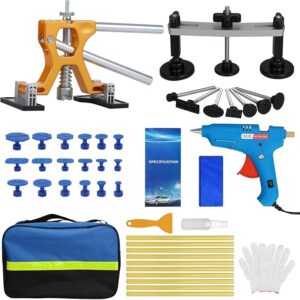 Car Dent Puller Kit, 44Pcs Body Repair Tools Paintless Dent Removal Tool with Adjustable Dent Lifter & Bridge Puller,