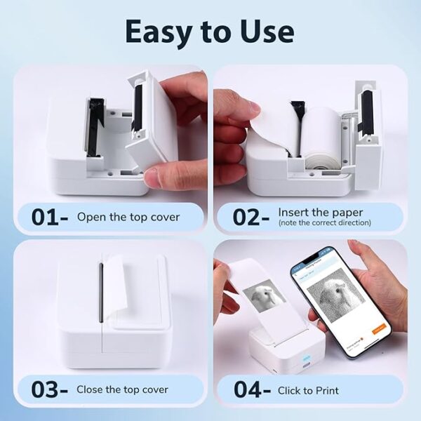 Portable Sticker Maker Machine Mini Printer with 1 Roll Sticker Paper, Efficiently and Quickly, Thermal Printer DIY, Label, - Image 3
