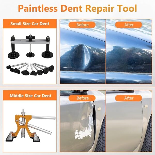 Car Dent Puller Kit, 44Pcs Body Repair Tools Paintless Dent Removal Tool with Adjustable Dent Lifter & Bridge Puller, - Image 3