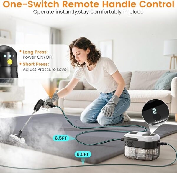 Pressurized Steam Cleaner, 3-Level Adjustable Handheld Steamer Cleaning for Home, - Image 2