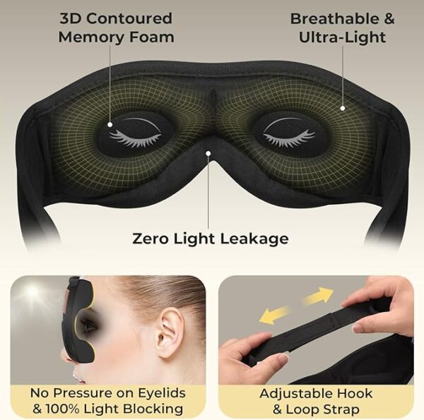 2-Pack 3D Sleep Mask with Bluetooth Headphones, Sleep Headphones, Bluetooth Sleep Eye Mask - Image 3