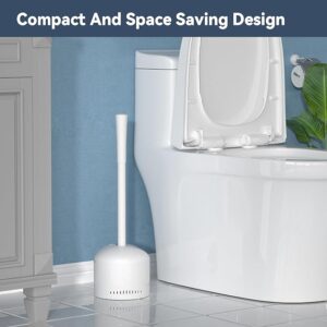 Toilet Plunger with Holder, Plunger with Holder for 5.3-inch Toilet Drain, Plungers for Bathroom with Holder, Toilet Plunger Heavy Duty (1, White)