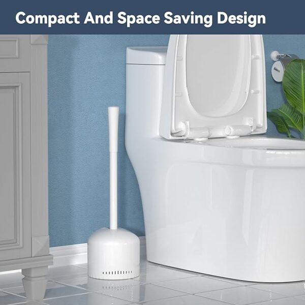 Toilet Plunger with Holder, Plunger with Holder for 5.3-inch Toilet Drain, Plungers for Bathroom with Holder, Toilet Plunger Heavy Duty (1, White)