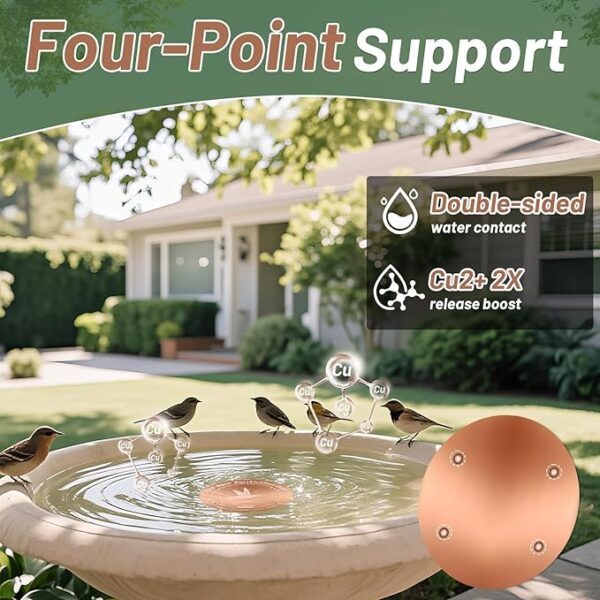 4 Inches Pure Copper Bird Bath Purification Disk,0.6mm thick,Reinforced Copper Purification Cleaner with Four-Point Support, - Image 3