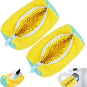 2Pcs Shoe Washing Machine Bag,Cleaning Bag for All Shoe Types,Laundry Shoe Bag for Washer and Dryer (Yellow)
