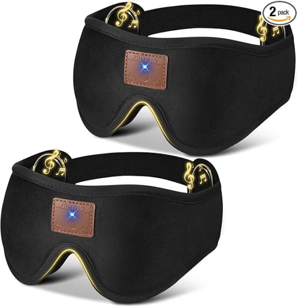 2-Pack 3D Sleep Mask with Bluetooth Headphones, Sleep Headphones, Bluetooth Sleep Eye Mask