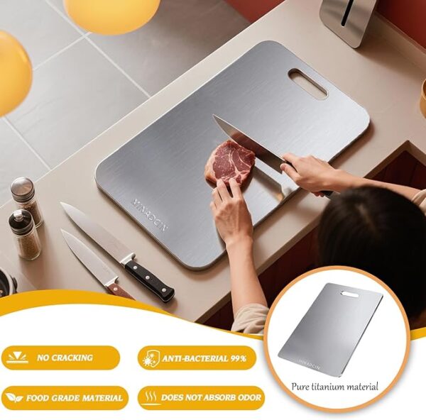 Titanium Cutting Boards For Kitchen, 100% Pure Cut Titanium Cutting Board, Food Grade Quality, - Image 2