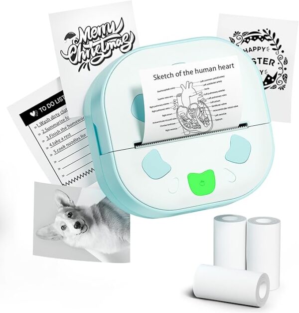Sticker Printer, PrintPods Mini Printer, Bluetooth Portable Sticker Maker with 3 Rolls Paper,