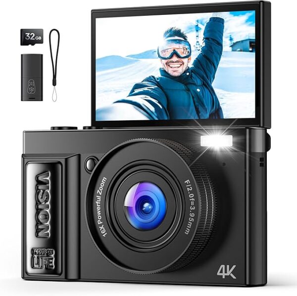 Digital Camera 4K for Photography Vlogging: 64MP Cameras for Video - 16X Zoom Photo Camera Gifts for Teens