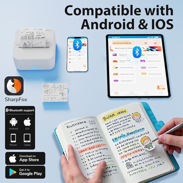 Portable Sticker Maker Machine Mini Printer with 1 Roll Sticker Paper, Efficiently and Quickly, Thermal Printer DIY, Label, - Image 2