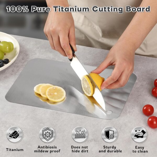 Katuchef Titanium Cutting Boards for Kitchen-katu chef 100% Pure Titanium Cutting Boards Double Sided Non Toxic Titanware Cutting Board, - Image 2