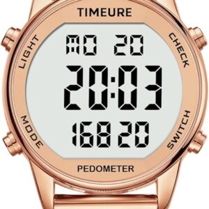 Women's Step Counter Pedometer Watch with Stainless Steel Bracelet, Stylish Design, No App,