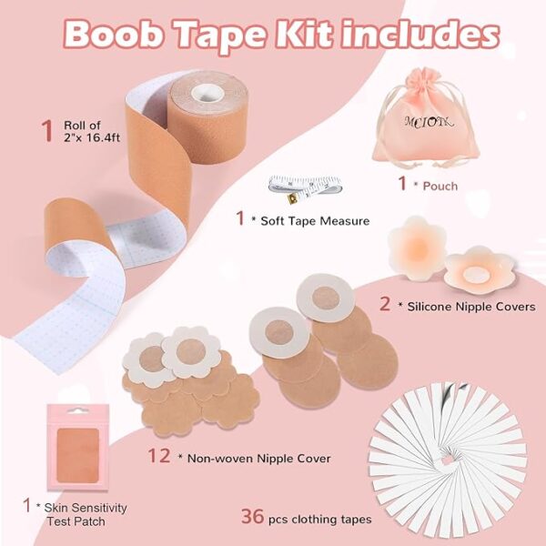 Boob Tape Kit - 2 Pcs Nipple Covers | Boobytape for Large Breast Lift w Body Tape | Invisible Boobtape for A-G Cup - Image 2