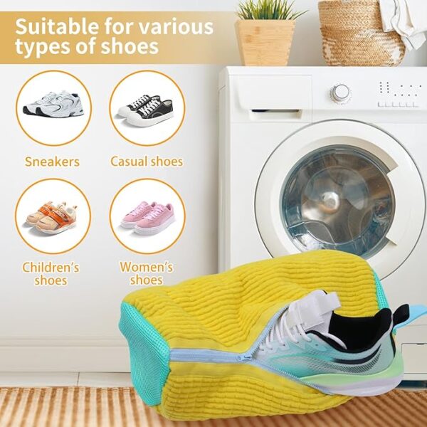 2Pcs Shoe Washing Machine Bag,Cleaning Bag for All Shoe Types,Laundry Shoe Bag for Washer and Dryer (Yellow) - Image 3
