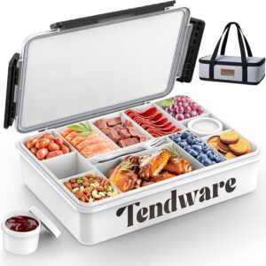 Chilled Portable Snackle Box Container with Reusable Ice Pack Bonus Insulated Bag 12 Compartment Divided Serving Tray Summer Beach Essentials for