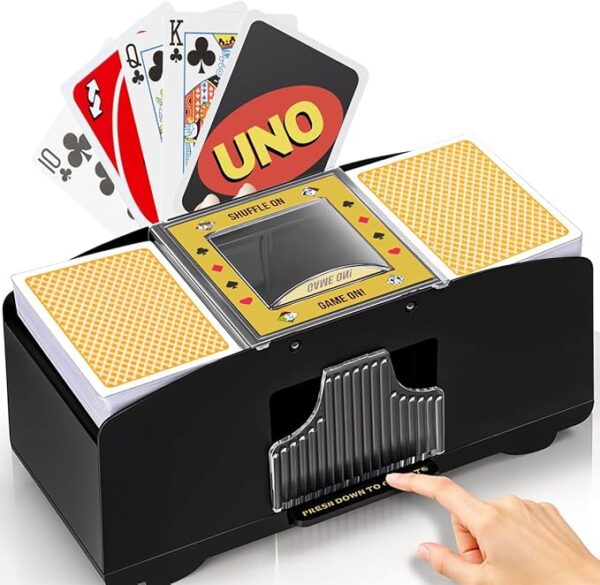 Automatic Card Shuffler 2 Deck | Battery Operated Uno Card Shuffler | Electric Playing Card Shuffler for Poker, Blackjack, Bridge & More | Casino-Grade,
