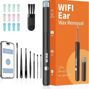 Xylla Ear Wax Removal Kit WiFi Ear Cleaner 1920P FHD Ear Camera,Ear wax remover with 8 PCS Ear Cleaning Kit,Ear Scope Otoscope with 6 LED Lights,
