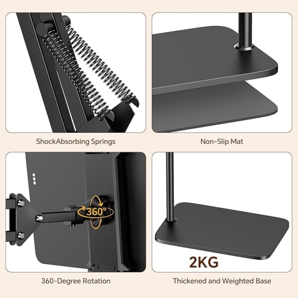 Floor Kindle Holder with Remote Page Turner for Reading in Bed, Tablet Stand with Universal Lazy Arm for Kindle Accessories, - Image 2
