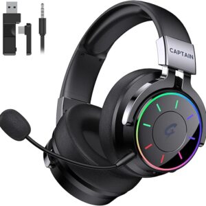 COOLV 2.4GHz Wireless Gaming Headset for PC, PS5, PS4 - RGB Light, 60 HR Battery, 7.1 Surround Sound,