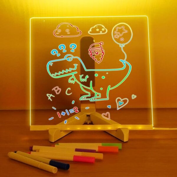 Acrylic Dry Erase Board with Light, 7.9 X 7.9” Light up Dry Erase Board with Stand, - Image 2