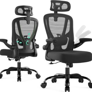 Office Chair Ergonomic Desk Chair - Mesh High Back Office Chair with Headrests Wheels Lumbar Support Home Desk Office Chairs