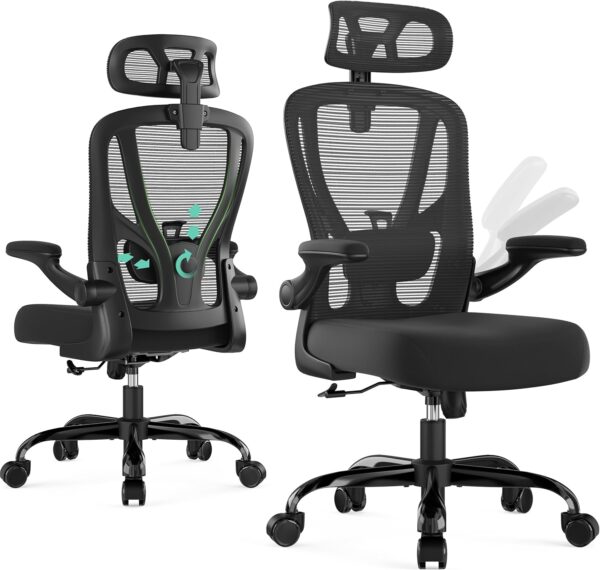Office Chair Ergonomic Desk Chair - Mesh High Back Office Chair with Headrests Wheels Lumbar Support Home Desk Office Chairs