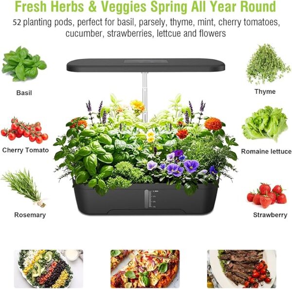 Hydroponics Growing System Kit 52 Pods, Indoor Herb Garden with Smart LED Grow Light, Large Capacity Water Tank, - Image 2