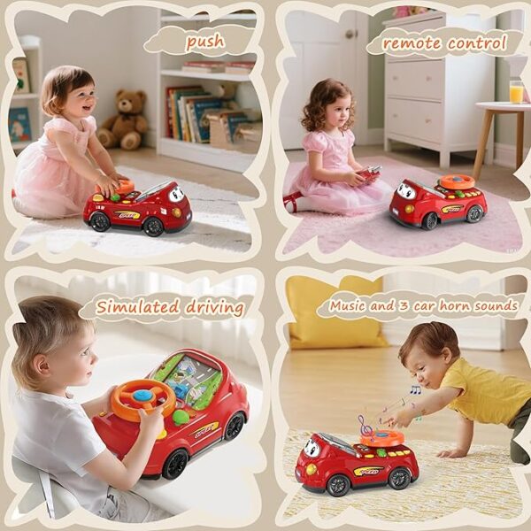 2-in-1 Toddler RC Car & Steering Wheel Toy with Music | Interactive Simulation Driving Adventure Toy for - Image 2
