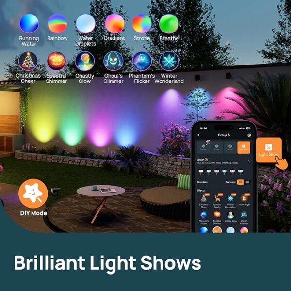 Linkind Smart Solar Spot Lights Outdoor SL5C, Solar Spotlight Waterproof Color Changing APP/Voice - Image 3