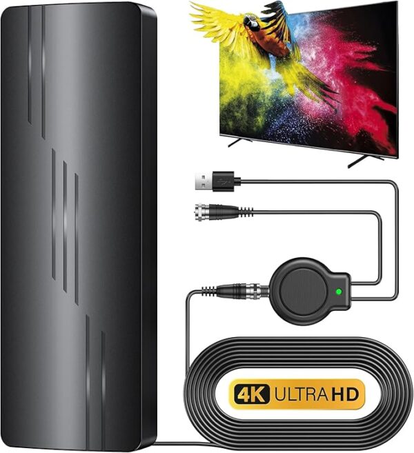 2025 Upgraded TV Antenna for Smart TV, 1800+ Miles Range Strongest for Local Channels with Amplifier Signal Booster,